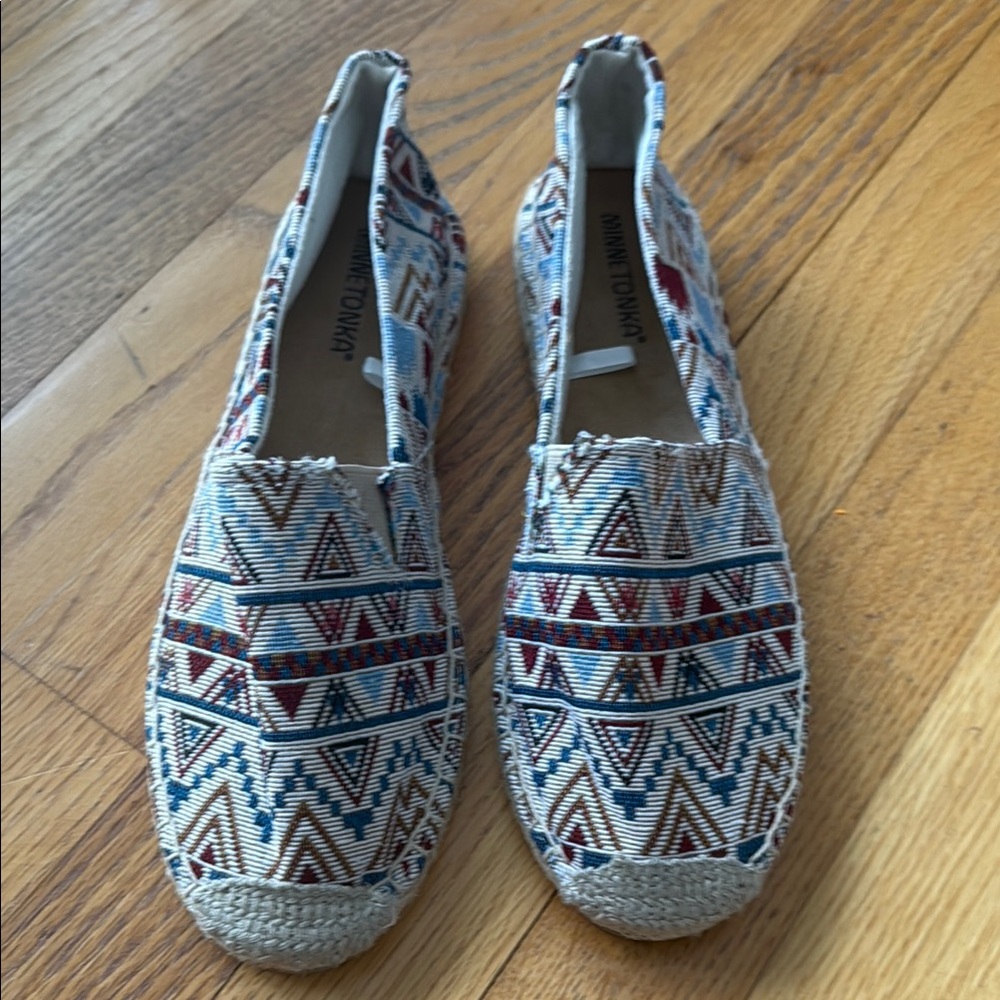 Minnetonka Blue and Red Espadrille Shoes